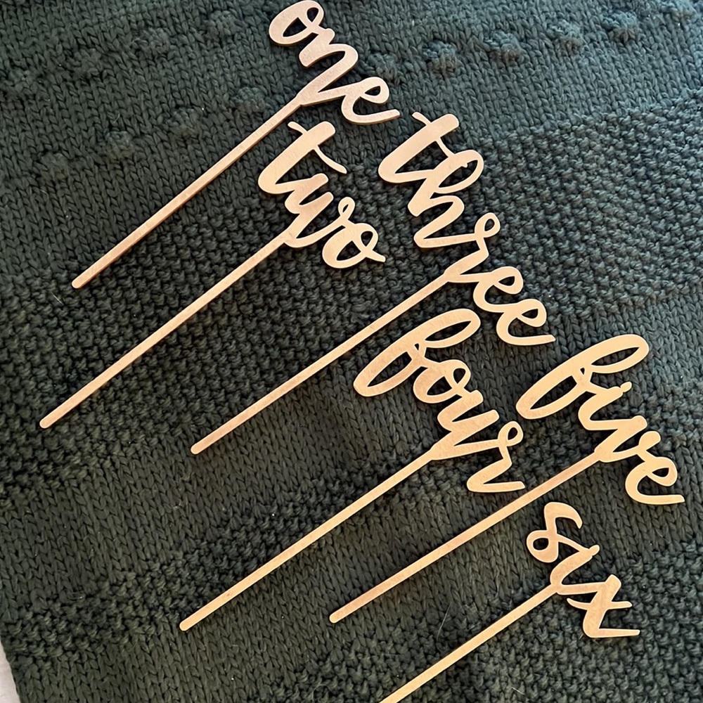 Gold table numbers for centerpieces